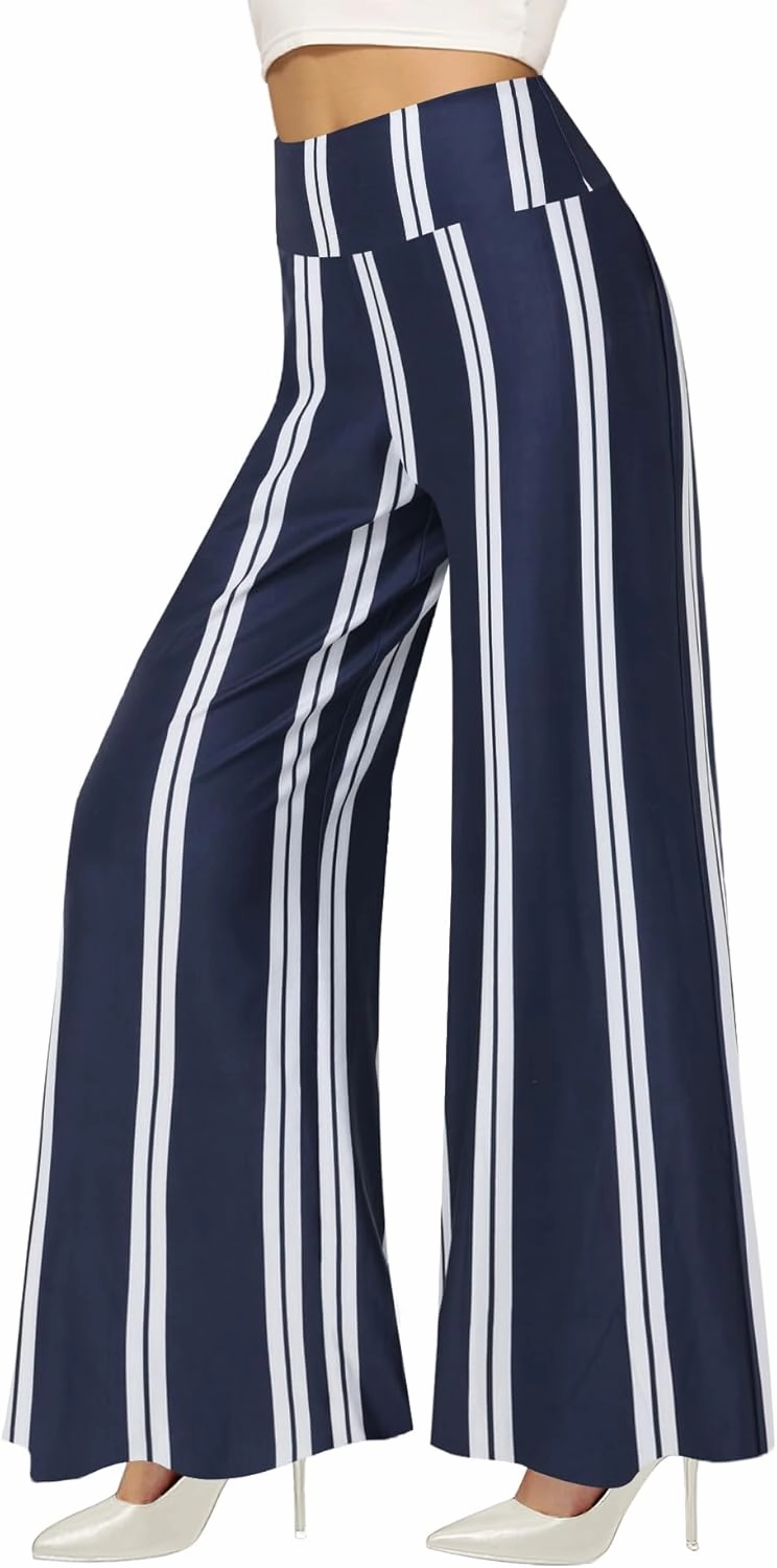QGGQDD Wide Leg Palazzo Pants for Women - Casual Soft High Waist Lounge Pants Loose Comfy Stretchy Trousers
