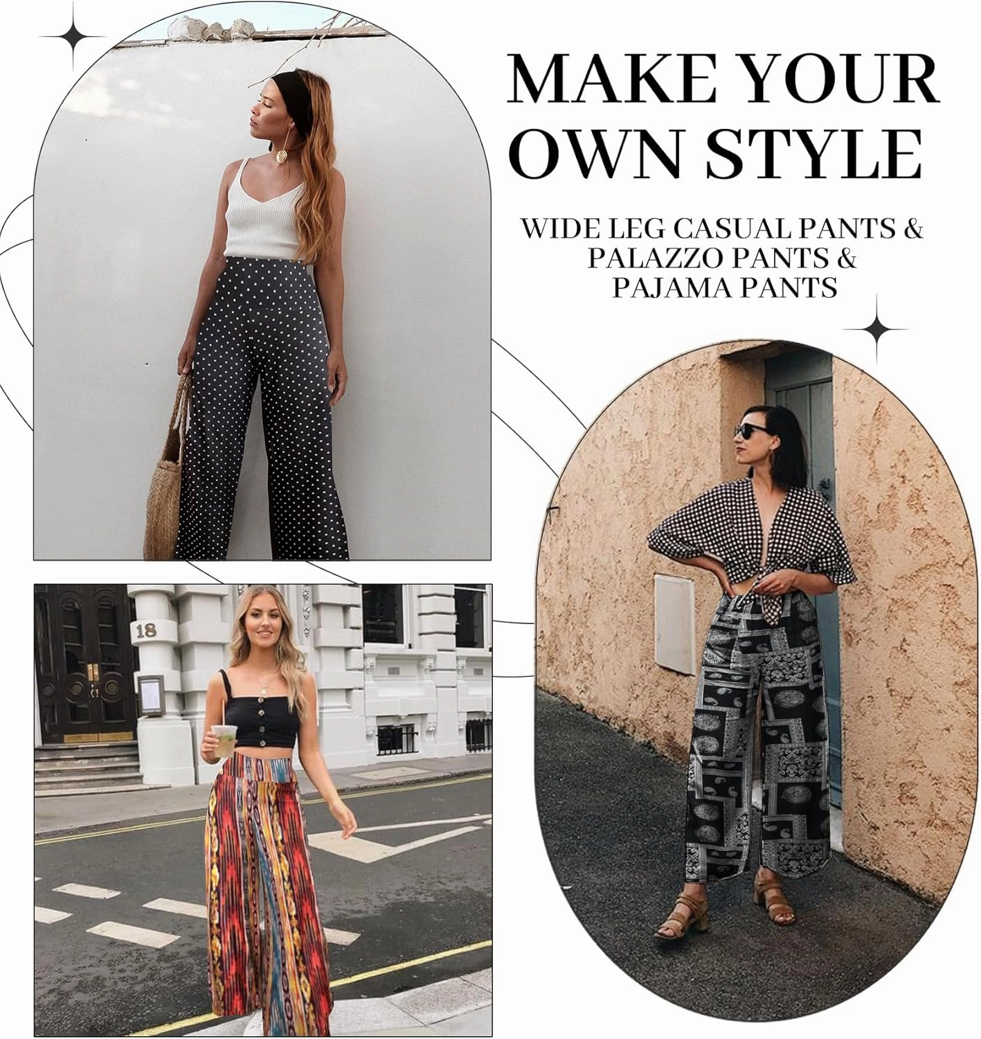 QGGQDD Wide Leg Palazzo Pants for Women - Casual Soft High Waist Lounge Pants Loose Comfy Stretchy Trousers