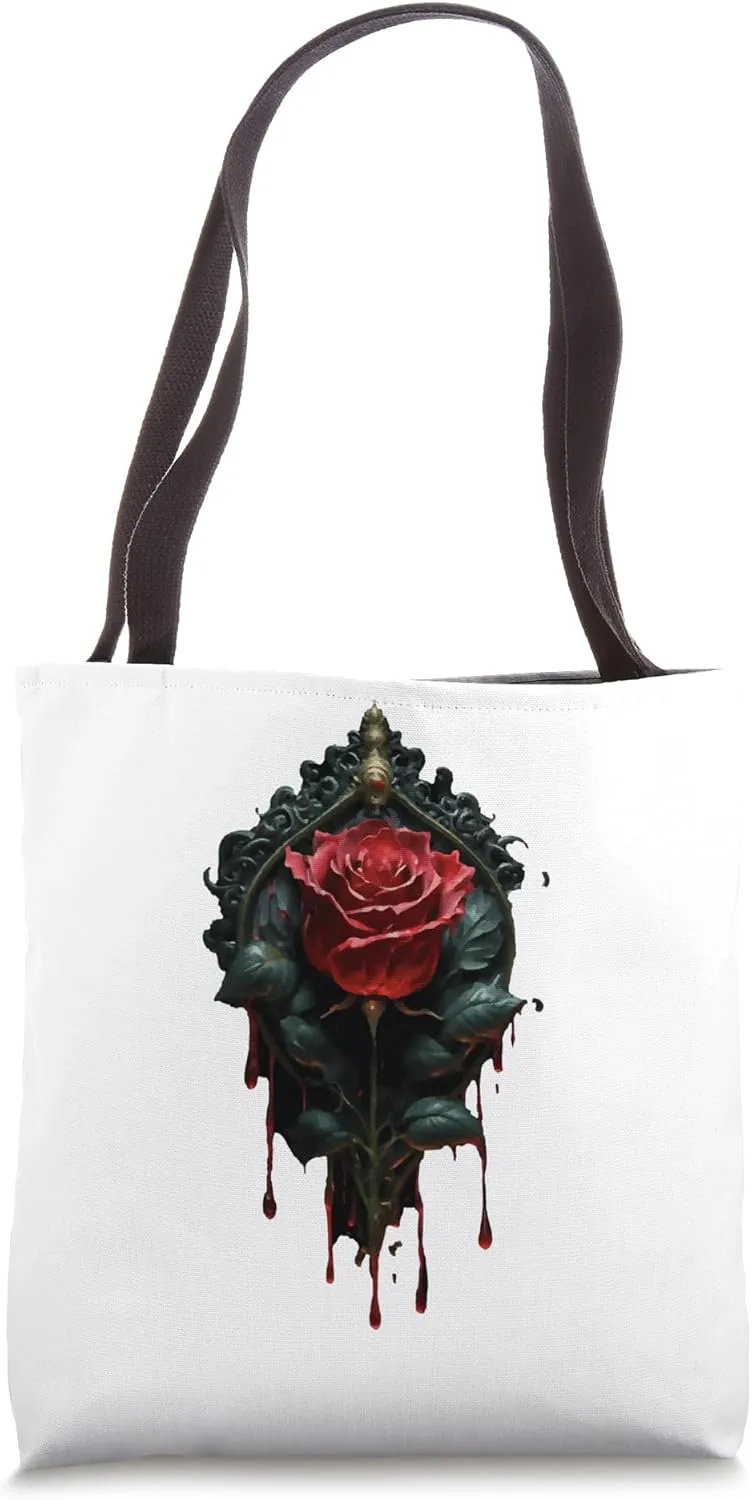 "Crimson Convergence: The Melting Rose" Tote Bag