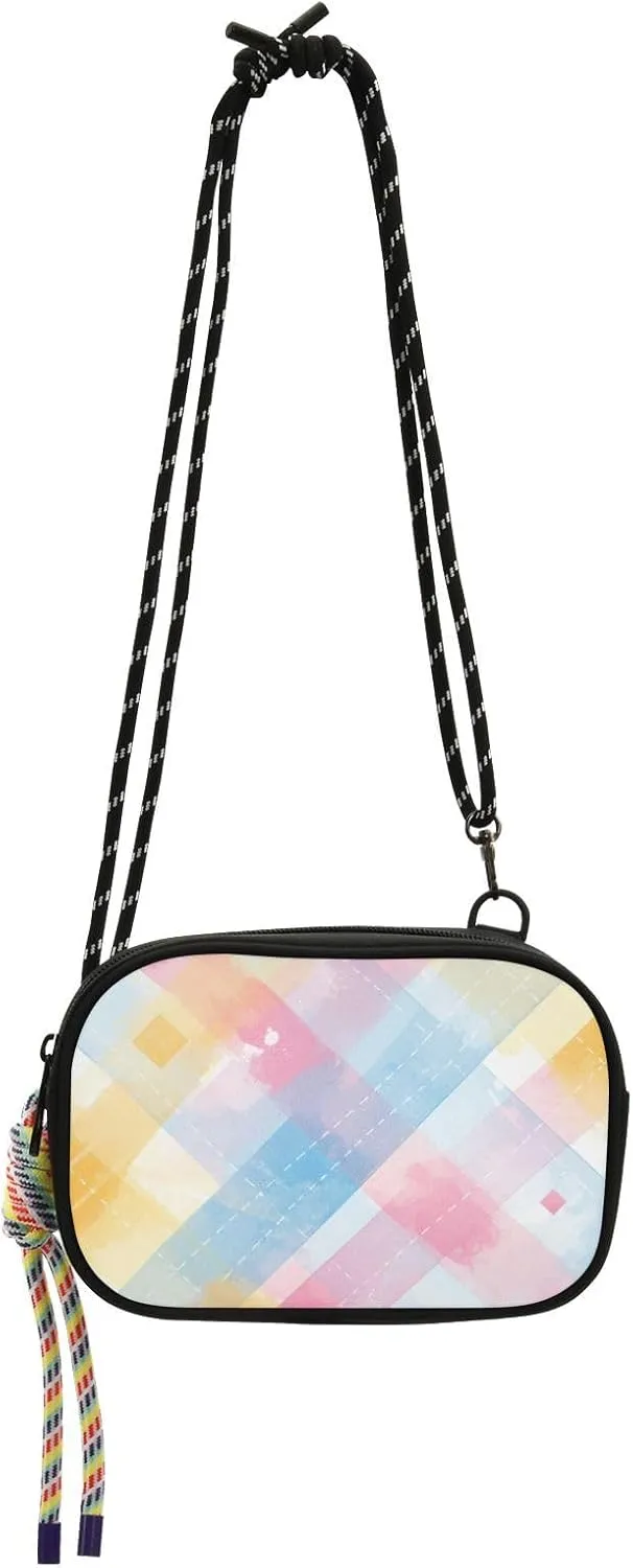 Rainbow Grid Diagram West Crossbody Purse Men Trendy with Adjustable Strap Small Black Purses Take a