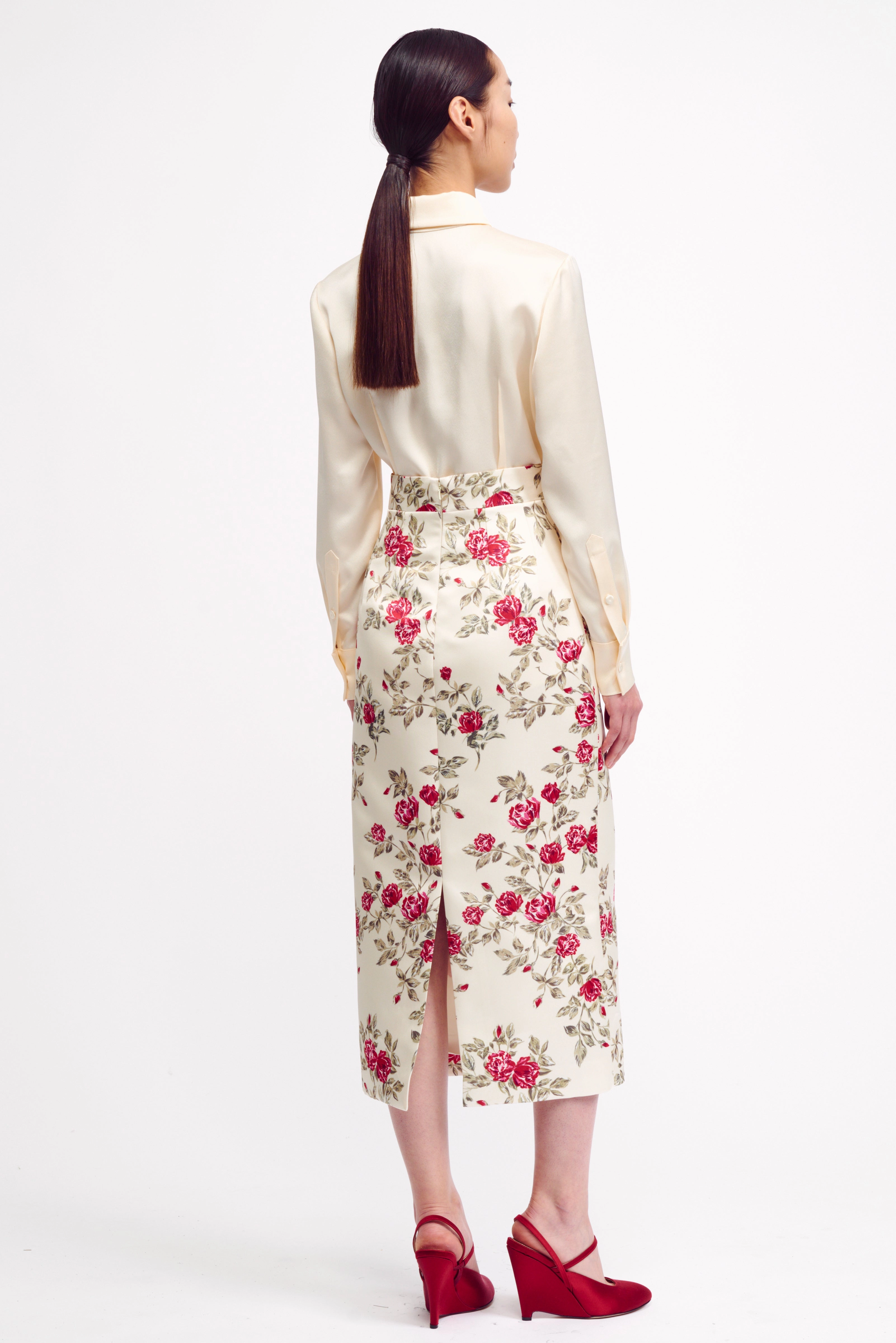 Ravanne Ivory Shiny Satin Shirt