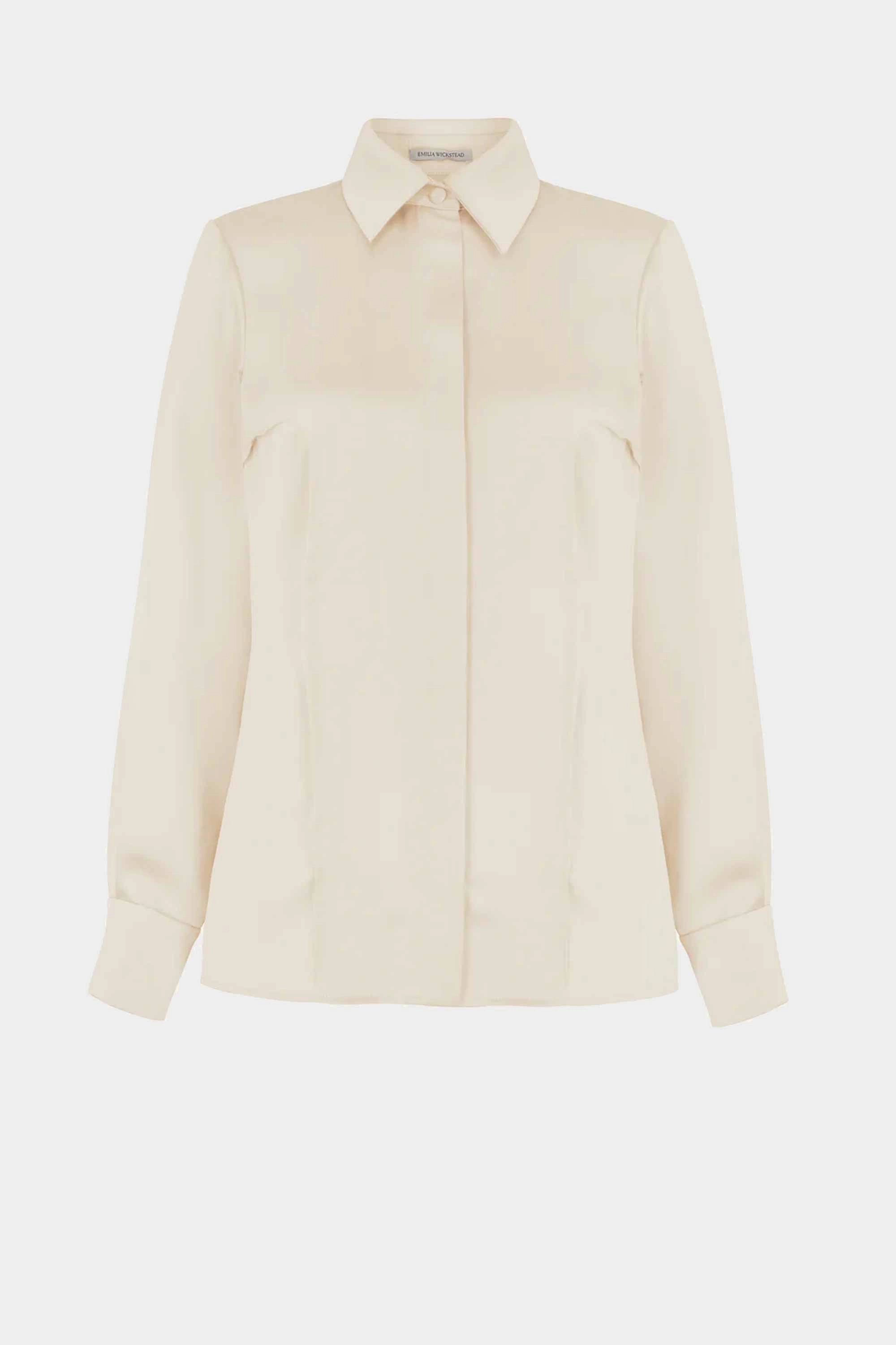 Ravanne Ivory Shiny Satin Shirt
