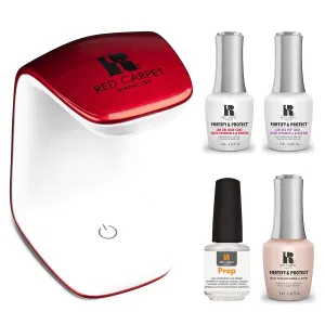 RC Red Carpet Manicure Mini Essential Bundle Kit- LED Light, No Wipe Gel Coat, Base Coat, Top Coat, Prep and premium Soak Off Gel Polish.