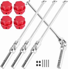 RC Drive Shaft Axles (Front Rear) Upgrades Part for 1/5 KRATON 8S BLX Outcast 8S BLX,4PCS CVD Driveshaft w/Wheel Hex Nuts Hop Ups,Silver & Red