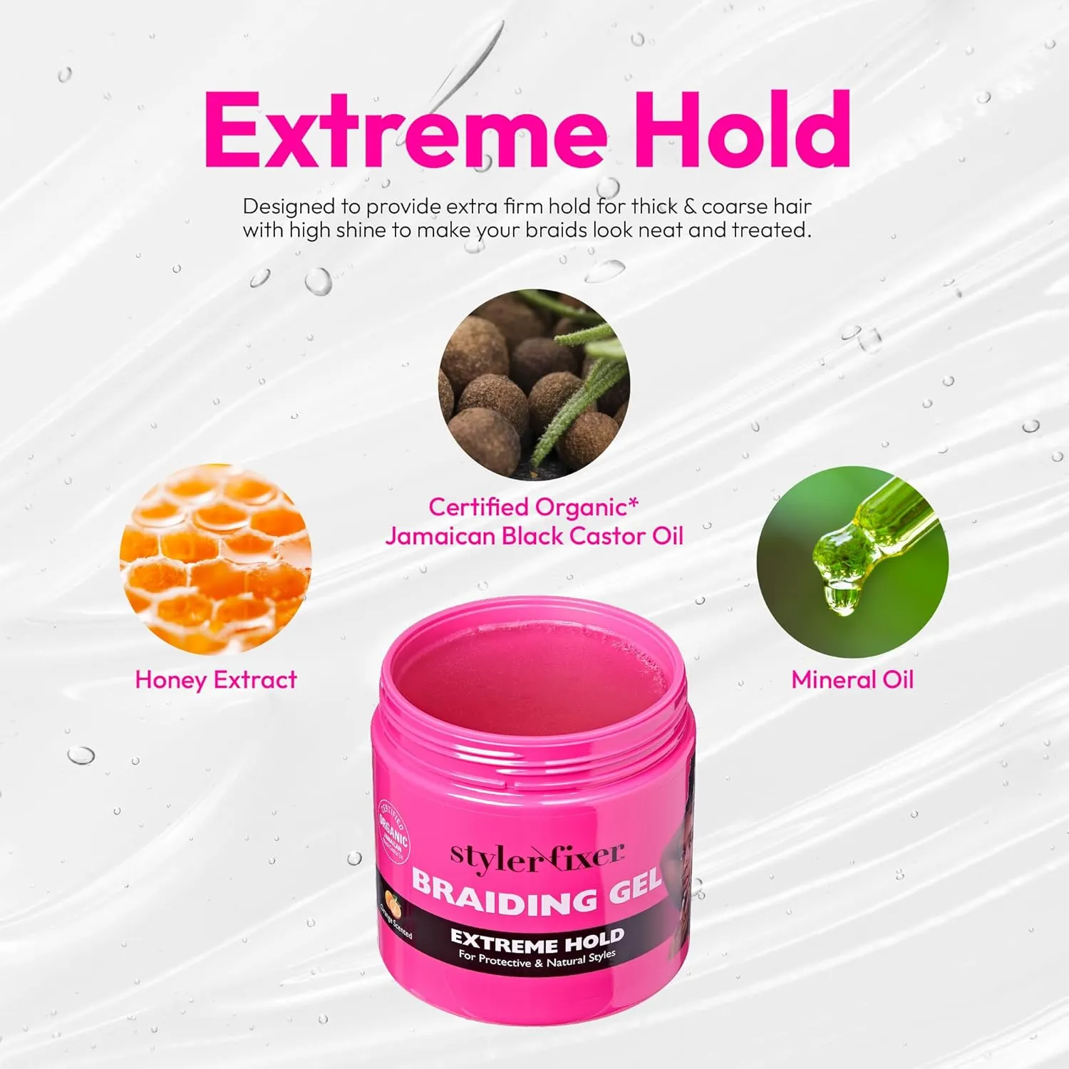 Red by Kiss Braiding Gel Extreme Hold Styler Fixer for Box Braids & Cornrows, Hydrating, Conditioning, Long-Lasting Frizz Control, 4C Moisturizing, Nourishing High Shine (16 fl. oz.)