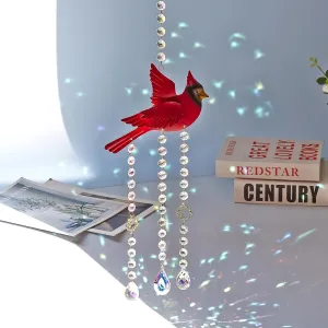 Red Cardinal Suncatcher - Cardinal Gifts for Women, Glass Sun Catchers Indoor Window Hanging Decor with Rainbow Prism, Colorful Memorial Gift for Home Garden, Christmas Valentine Mother's Day