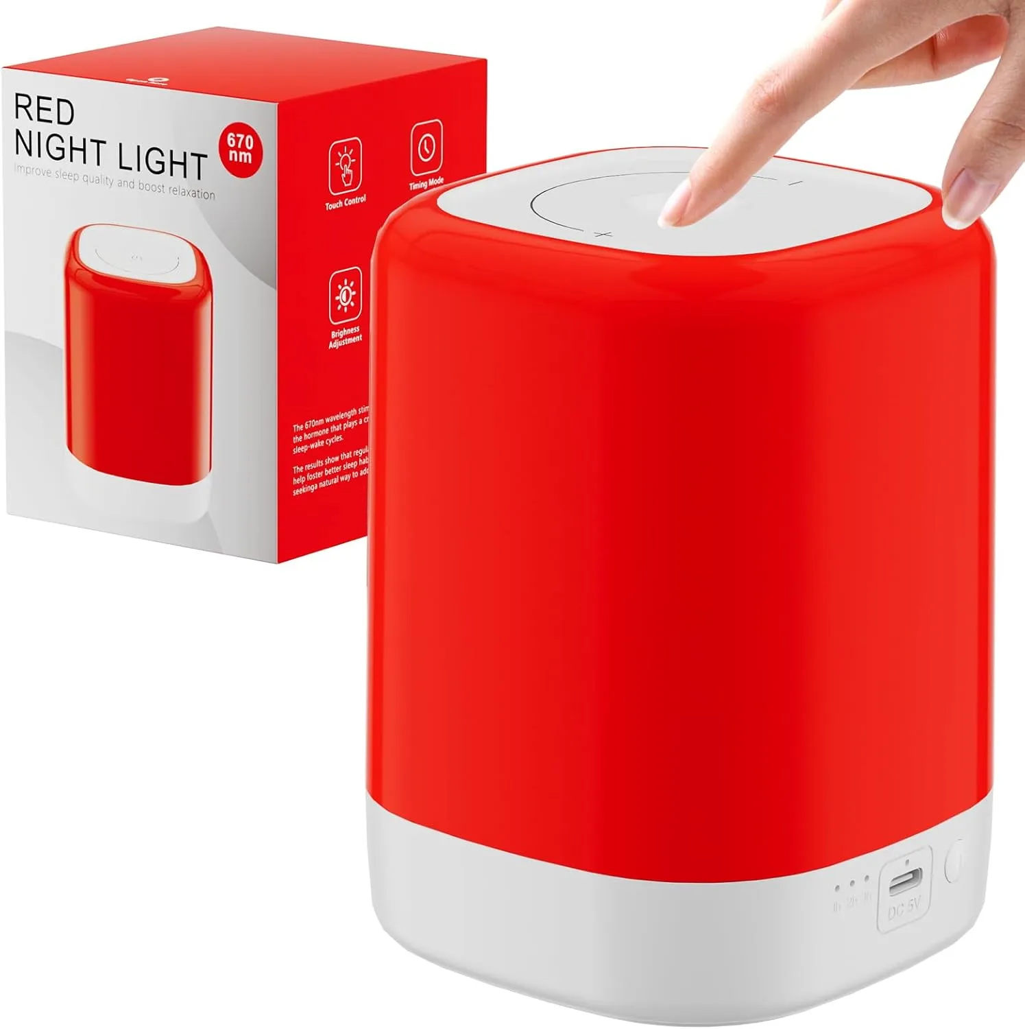 Red Light Therapy for Sleep Device, Red Night Lights with 670nm Wavelength, Touch Reds Light Sleep Lamp Aid to Support Deep Relaxation and Improve Sleeping for Adults & Kids Bedrooms