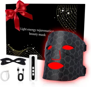 Red Light Therapy Mask for Face, LED Light Therapy with 3 Modes & Remote, Near-Infrared 850nm & Red 630nm, Anti-Aging, Skin Rejuvenation, Portable for Home & Travel