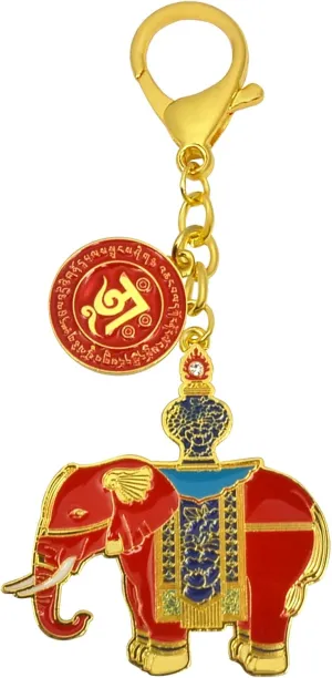 Red Prosperity Elephant Amulet Keychain Purse Pendant Handbag Charm w5326