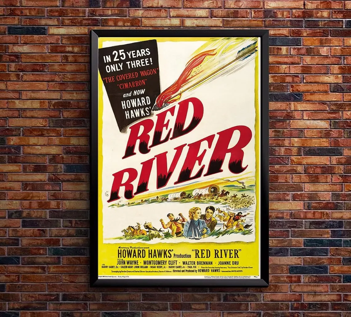 Red River - 1948 - Movie Poster-24 x 36 Inches (Black - Framed)