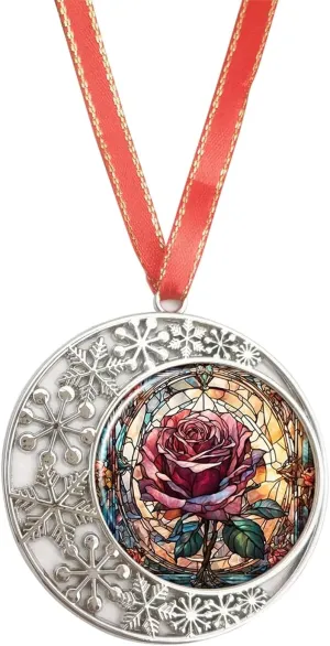 Red Rose Christmas Ornament, Floral Christmas Tree Ornament, Pink Christmas Decoration, Idea, Unique Keepsake, Hanging Tree Ornament, Christmas Home Décor