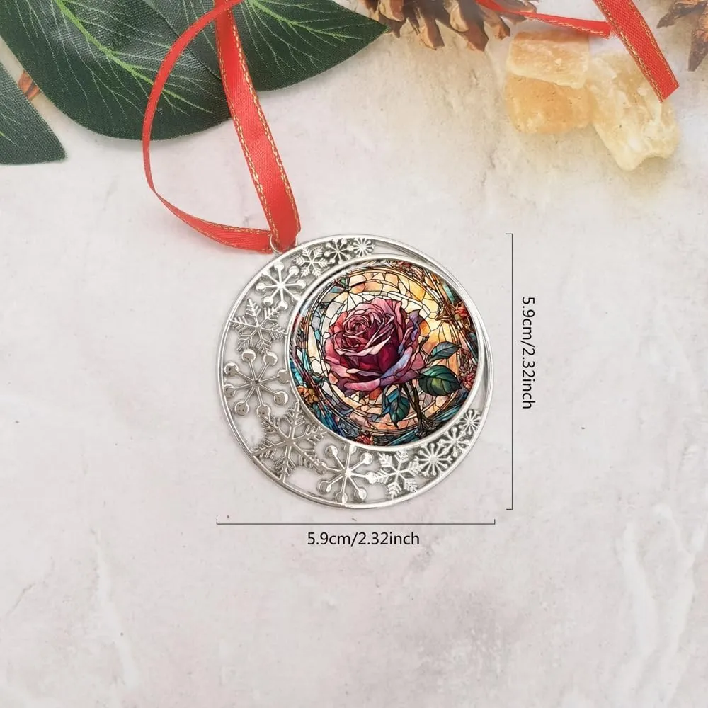 Red Rose Christmas Ornament, Floral Christmas Tree Ornament, Pink Christmas Decoration, Idea, Unique Keepsake, Hanging Tree Ornament, Christmas Home Décor