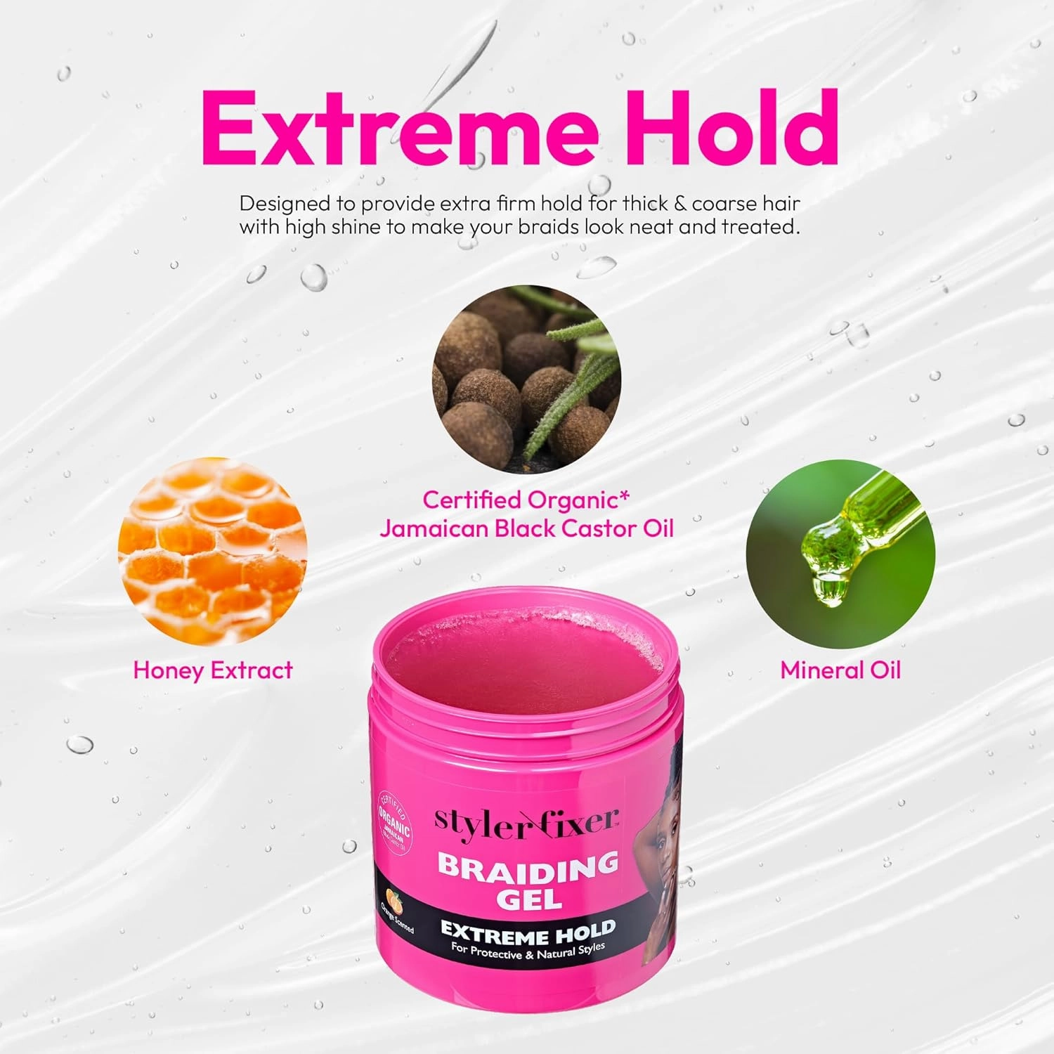 Red by Kiss Braiding Gel Extreme Hold Styler Fixer for Box Braids & Cornrows, Hydrating, Conditioning, Long-Lasting Frizz Control, 4C Moisturizing, Nourishing High Shine (32 fl. oz.)