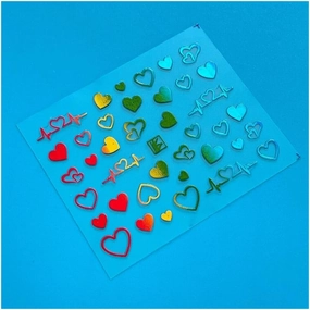 Red Glitter Heart Nail Sticker Self Adhesive Nail Art Decals Neon Heart Nail Wraps Art Stickers Manicure Supplies for Women for Home Nails Full Long Lasting Easy Apply and Remove