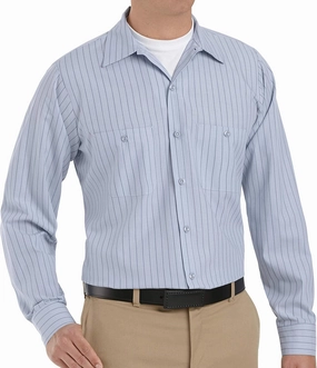 Red Kap Men's Long Sleeve Industrial Stripe Work Shirt
