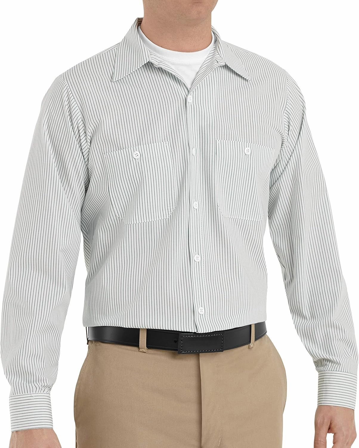 Red Kap Men's Long Sleeve Industrial Stripe Work Shirt