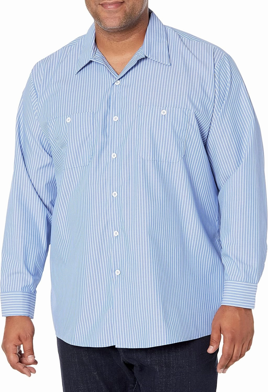 Red Kap Men's Long Sleeve Industrial Stripe Work Shirt