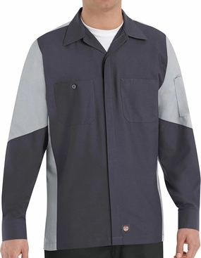 Red Kap Men's Long Sleeve Two-Tone Crew Shirt