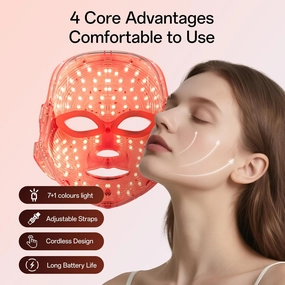 Red Light Mask For Face, 7-1 Colors Red Light Face Mask, Facial Skincare At Home, Cordless, Portable and Rechargeable