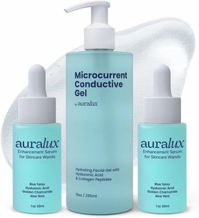 Red Light Therapy Serum (2 pcs) & Conductive Gel (1 pc) Bundle, Hydrating & Firming Duo for Microcurrent & Facial Devices, Enhances Conductivity, Locks in Moisture, Boosts Skincare Results