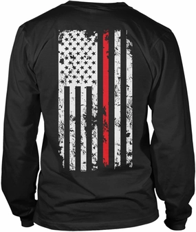 Red Line American Flag - Firefighter Support Unisex Long Sleeve Shirt