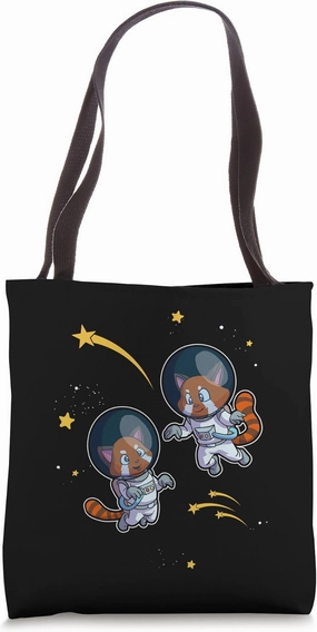 Red Panda Space Astronaut Shooting Stars Tote Bag