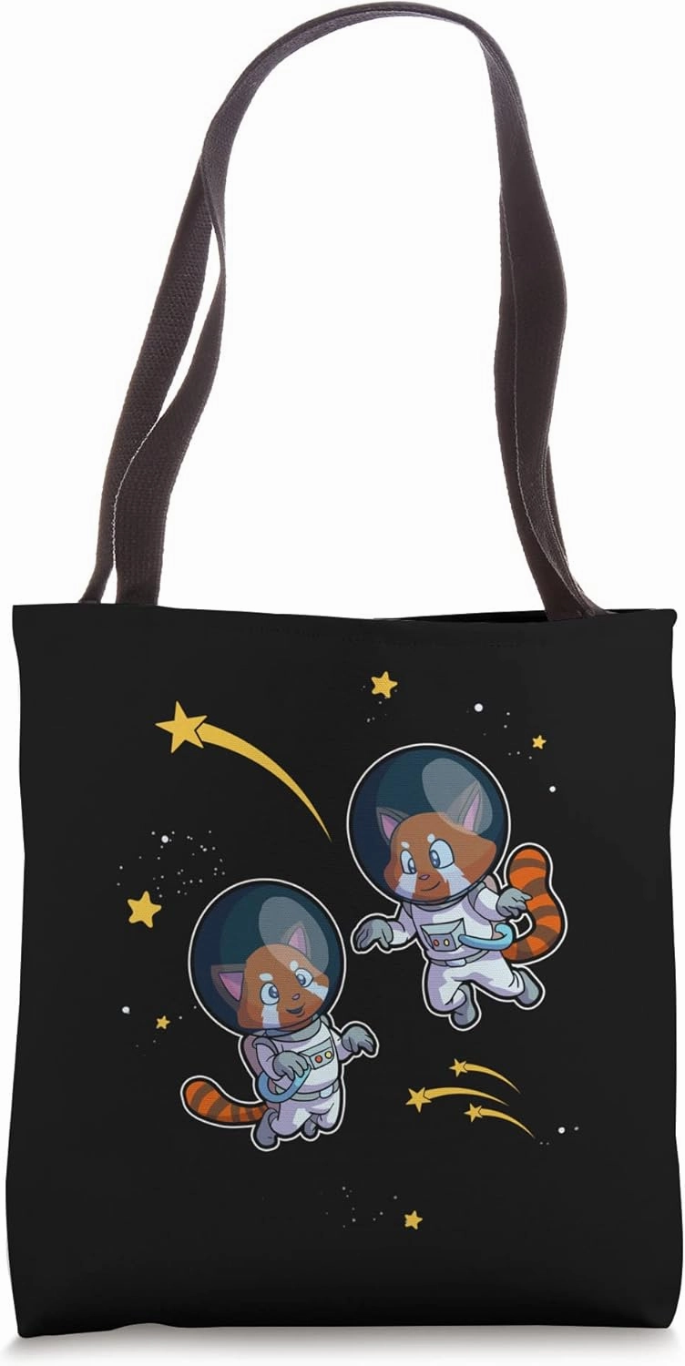 Red Panda Space Astronaut Shooting Stars Tote Bag