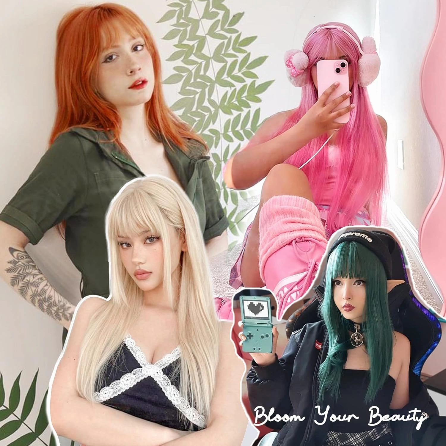 Red Wig with Bangs for Women – Long Straight Heat Resistant Synthetic Wig for Daily Use, Party, Halloween, Cosplay – 24 Inch Red Wig for Girls