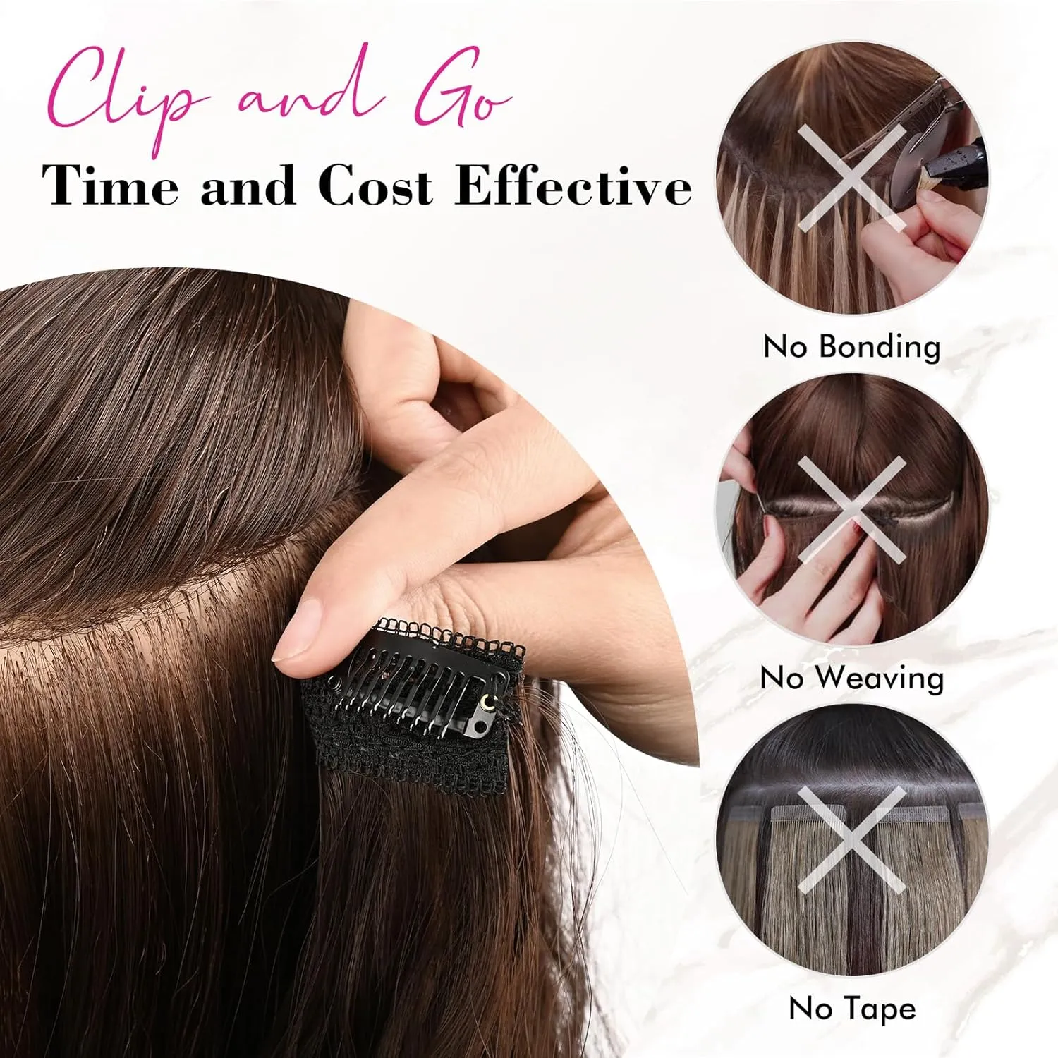 REECHO Clip in Hair Extensions, 4PCS Blonde Hair Extensions 24" Thick Long Beach Waves hair extensions HE003 Invisible Lace Weft Natural Soft Hairpieces for Women – Ash Blonde with Highlights