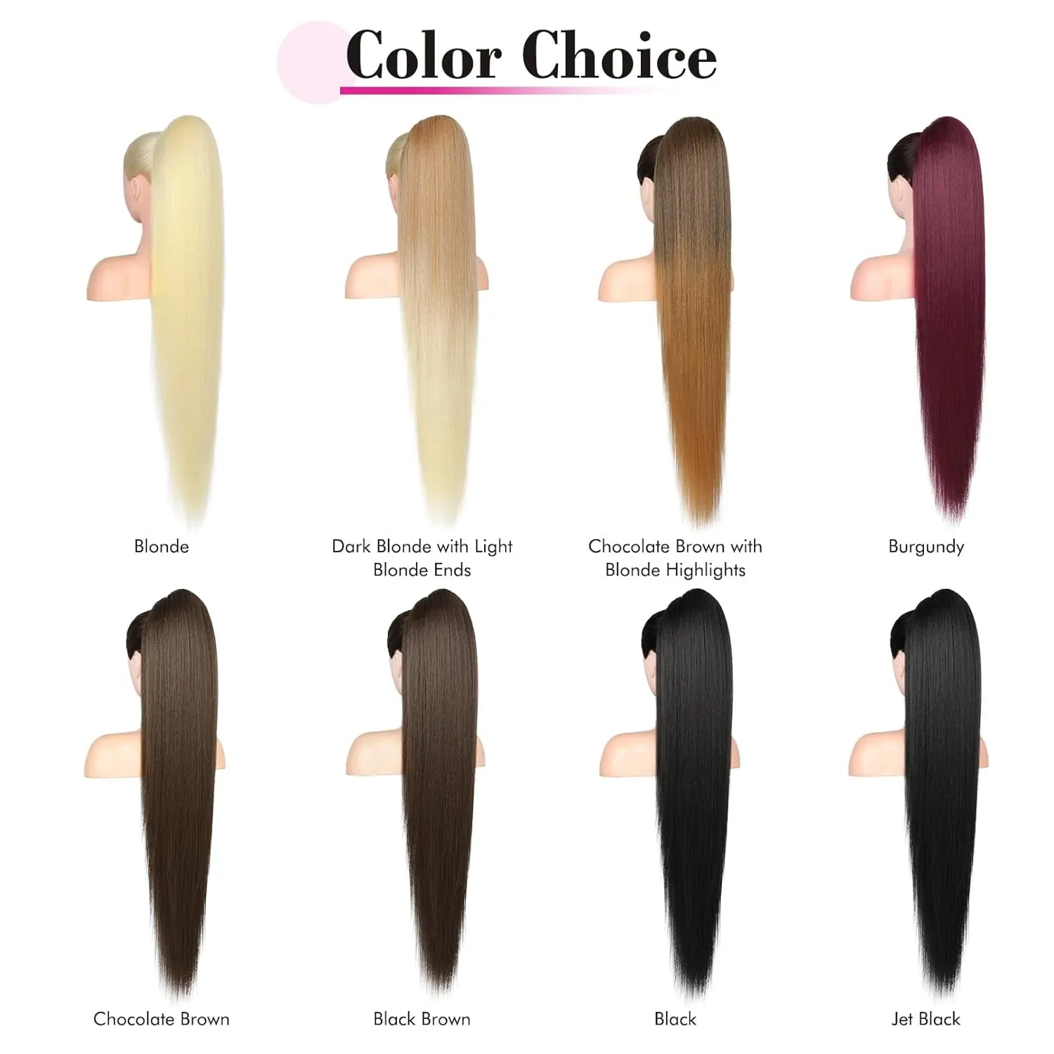 REECHO Ponytail Extension Long Straight Drawstring Fake Pony Tails Hair Extensions Natural Soft Hairpieces Clip Hair Extension Ponytails for Women Girls, 36 Inch/Chocolate Brown