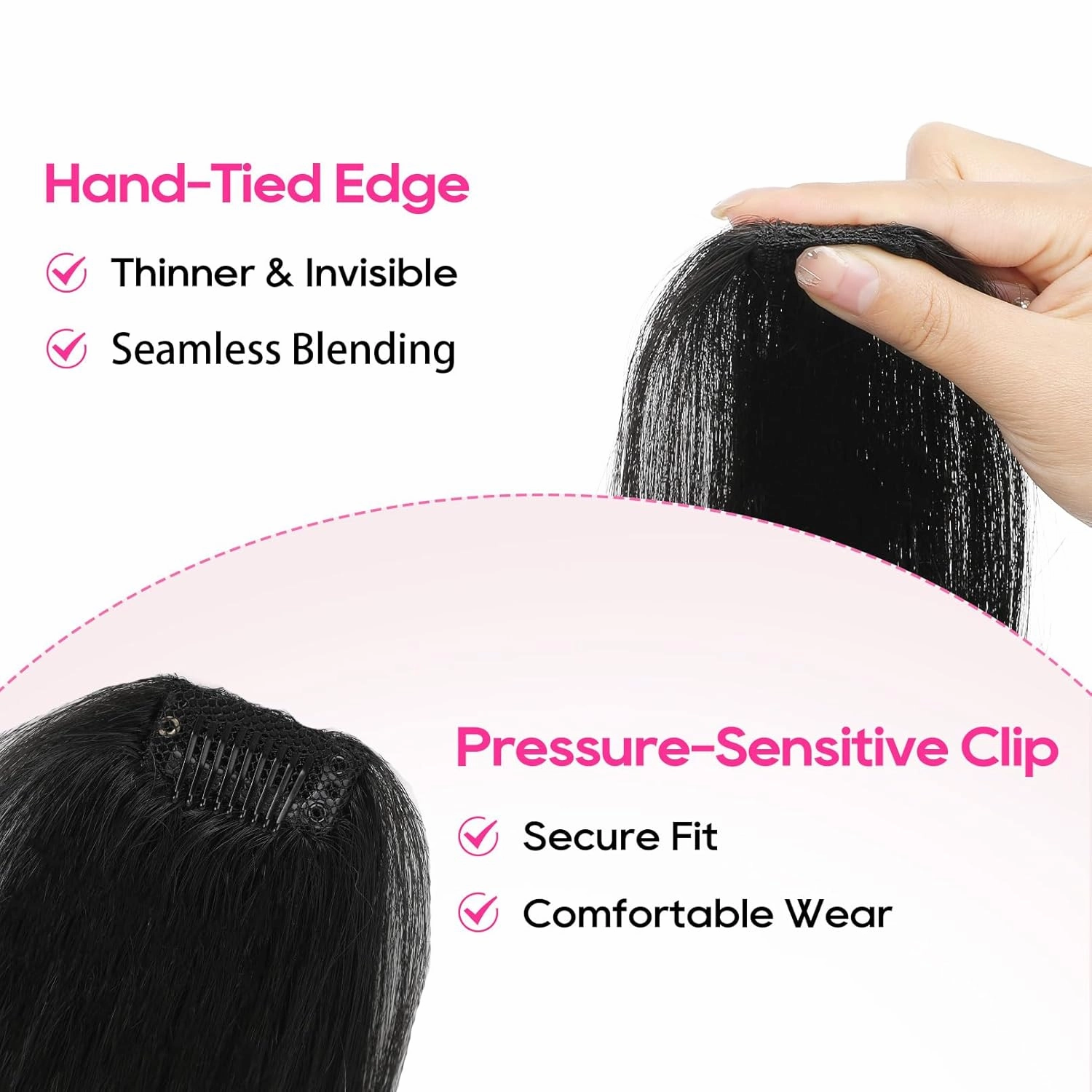 REECHO Clip in Hair Volumizer, 2PCS 8 inch Short Thick Clip in Hairpieces Adding Extra Volume for Women with Thin Fine Hair - Black