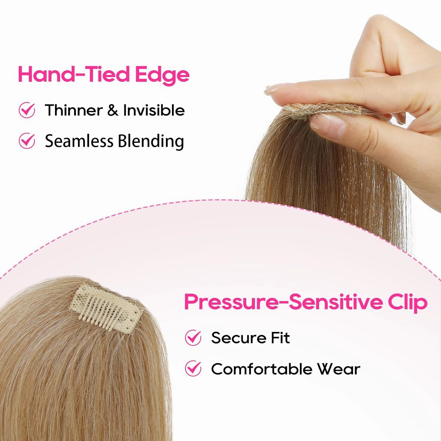 REECHO Clip in Hair Volumizer, 2PCS 8 inch Short Thick Clip in Hairpieces Adding Extra Volume Hair Extensions for Women with Thin Fine Hair - Dark Blonde