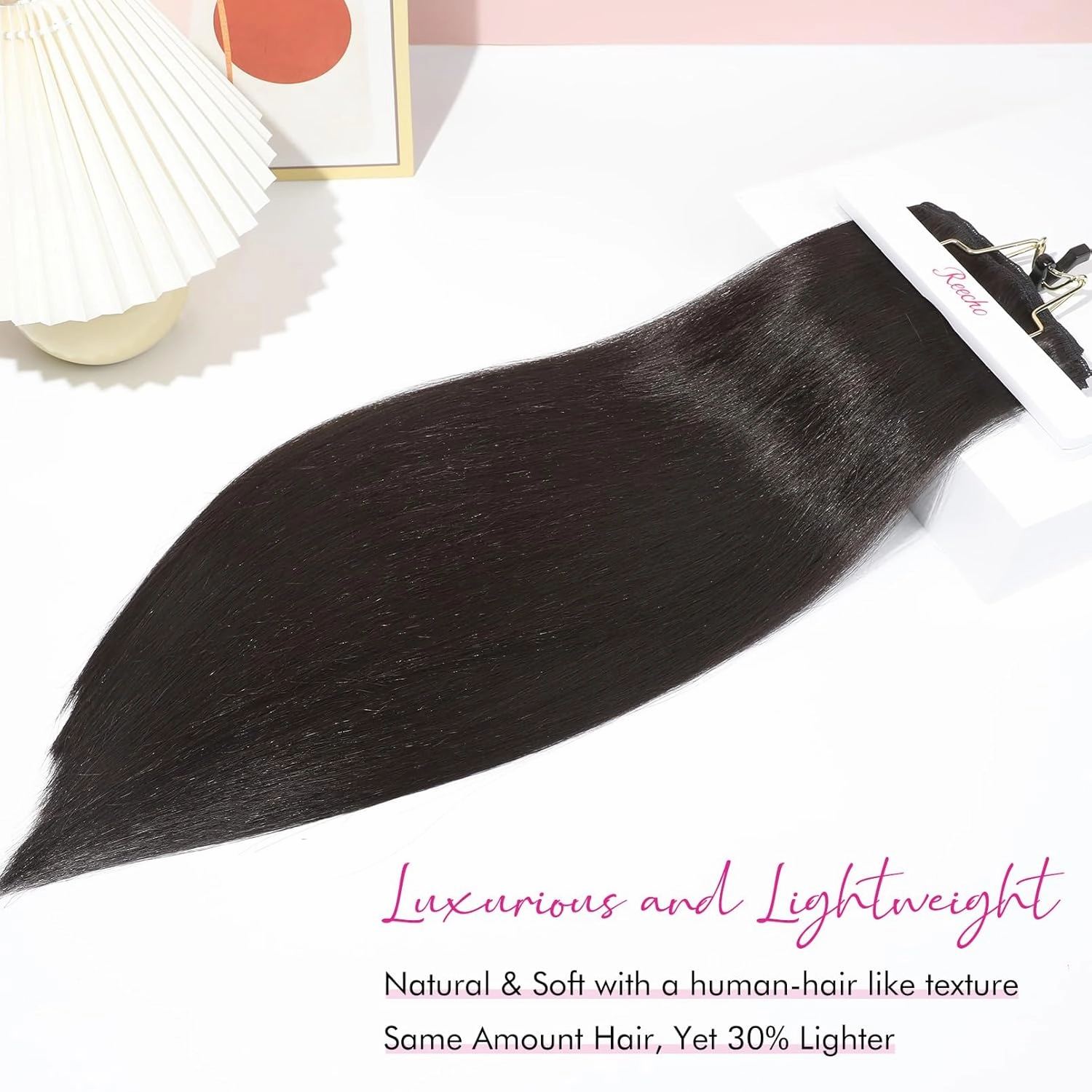REECHO Hair Extensions, 11PCS Clip in Hair Extensions 24" Long Straight hair extensions HE005 Natural Soft Synthetic Hairpieces for Women – Black Brown