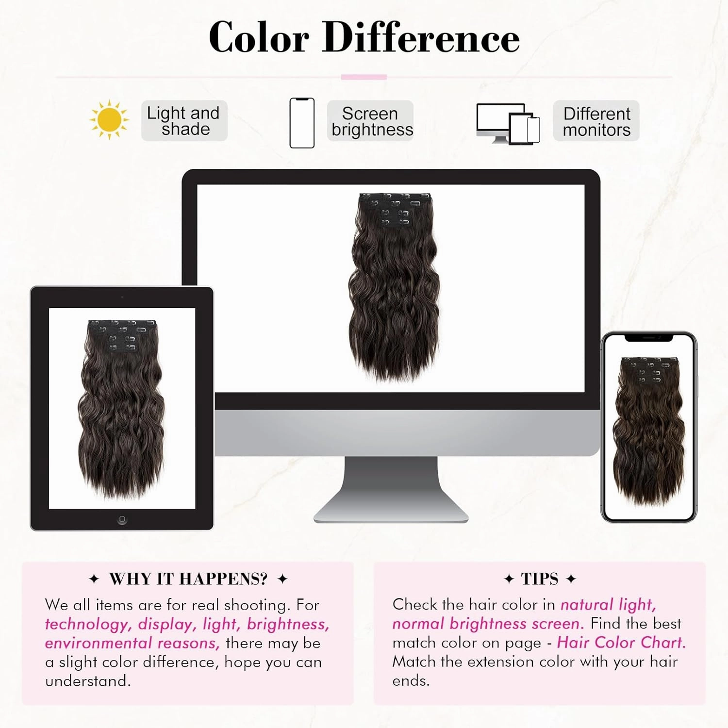 REECHO Hair Extensions, 4PCS Clip in Hair Extensions 24" Thick Long Beach Waves Black Brown hair extensions HE003 Invisible Lace Weft Natural Soft Synthetic Hairpieces for Women – Black Brown