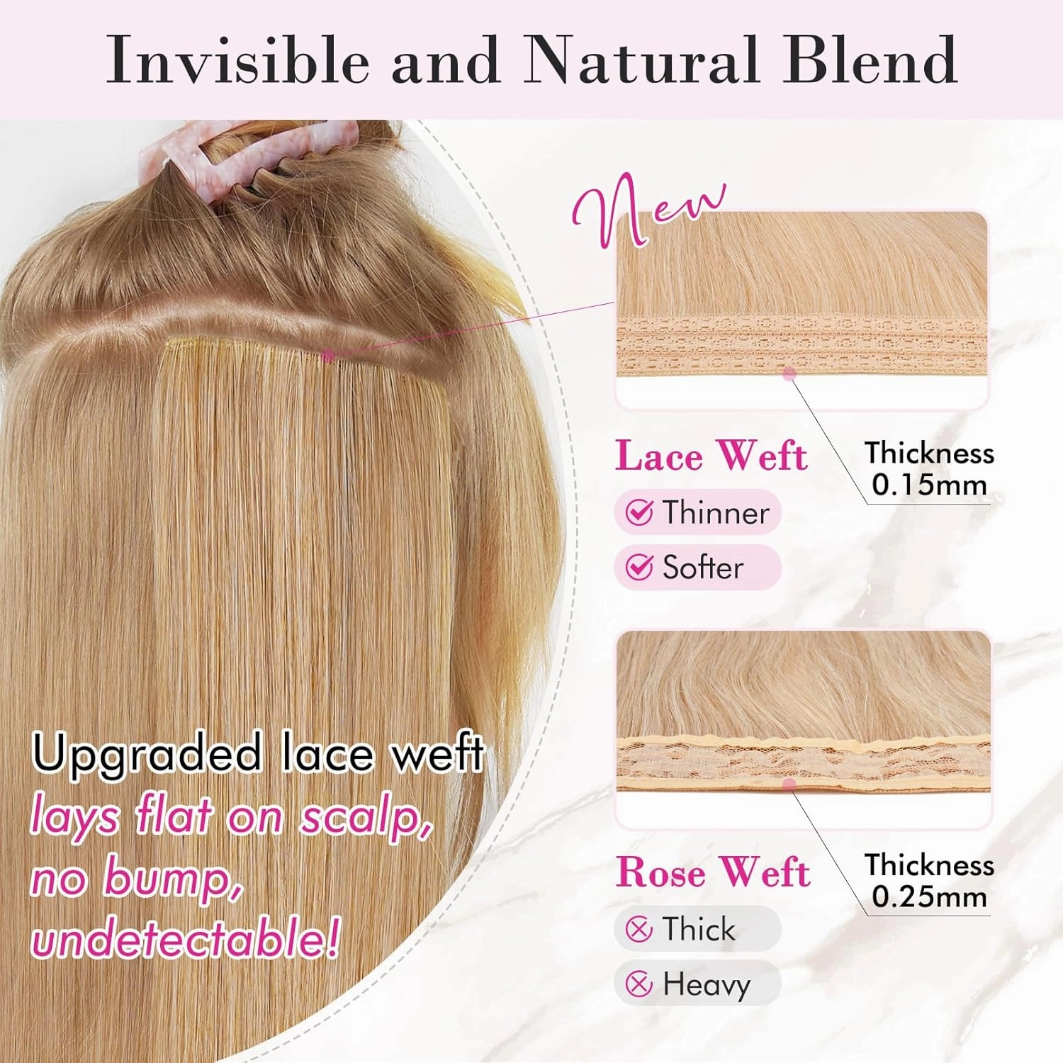 REECHO Hair Extensions, 4PCS Clip in Hair Extensions 24" Thick Long Beach Waves hair extensions HE003 Invisible Lace Weft Natural Soft Synthetic Hairpieces for Women – Ash Brown with Highlights