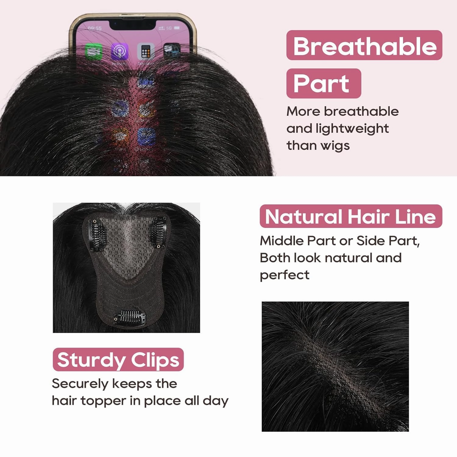 REECHO Human Hair Topper, 10 Inch Hair Toppers for Women Real Human Hair, Real Human Wiglet Adding Targeted Coverage for Thinning Hair, Chocolate Brown