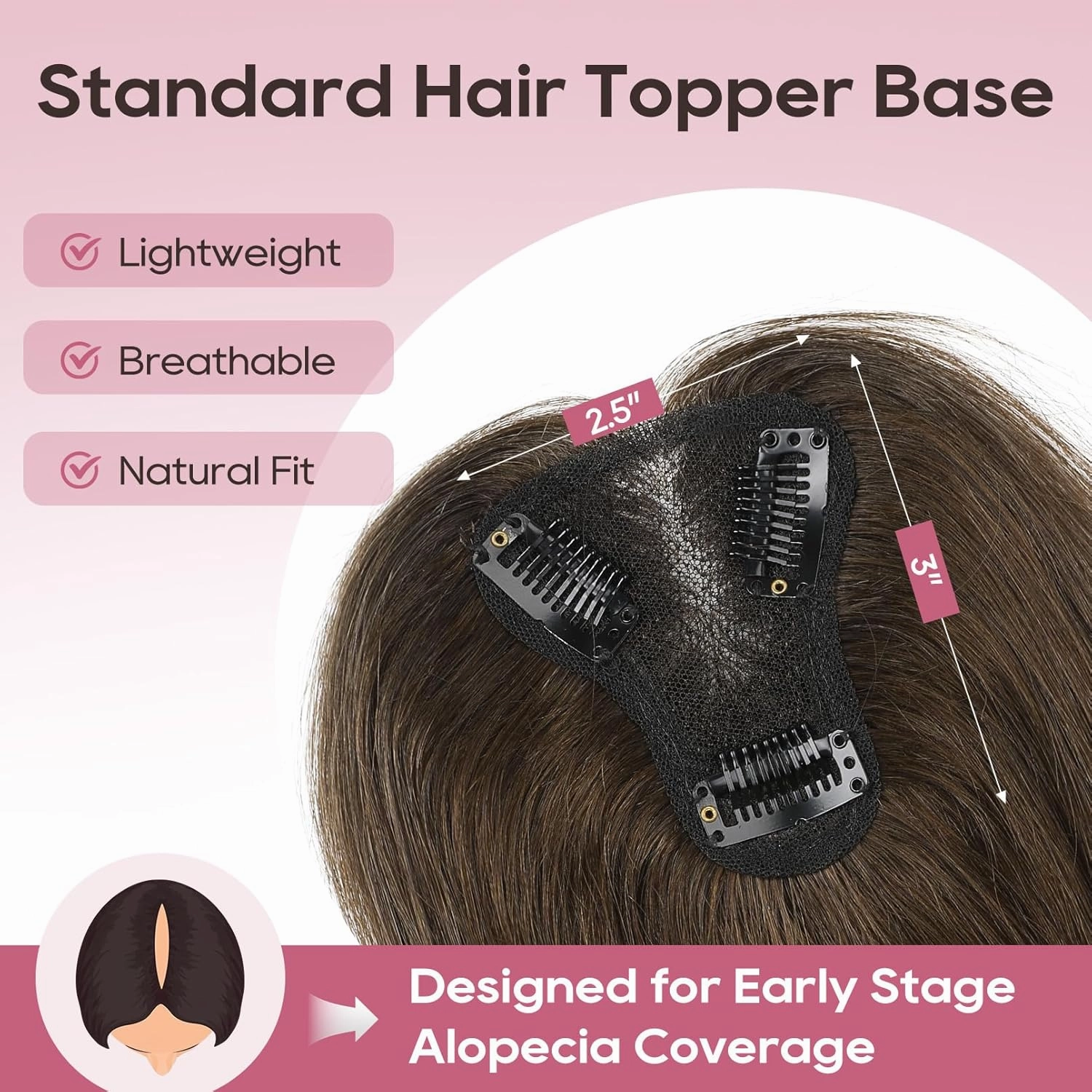 REECHO Human Hair Topper, 10 Inch Hair Toppers for Women Real Human Hair, Real Human Wiglet Adding Targeted Coverage for Thinning Hair, Chocolate Brown