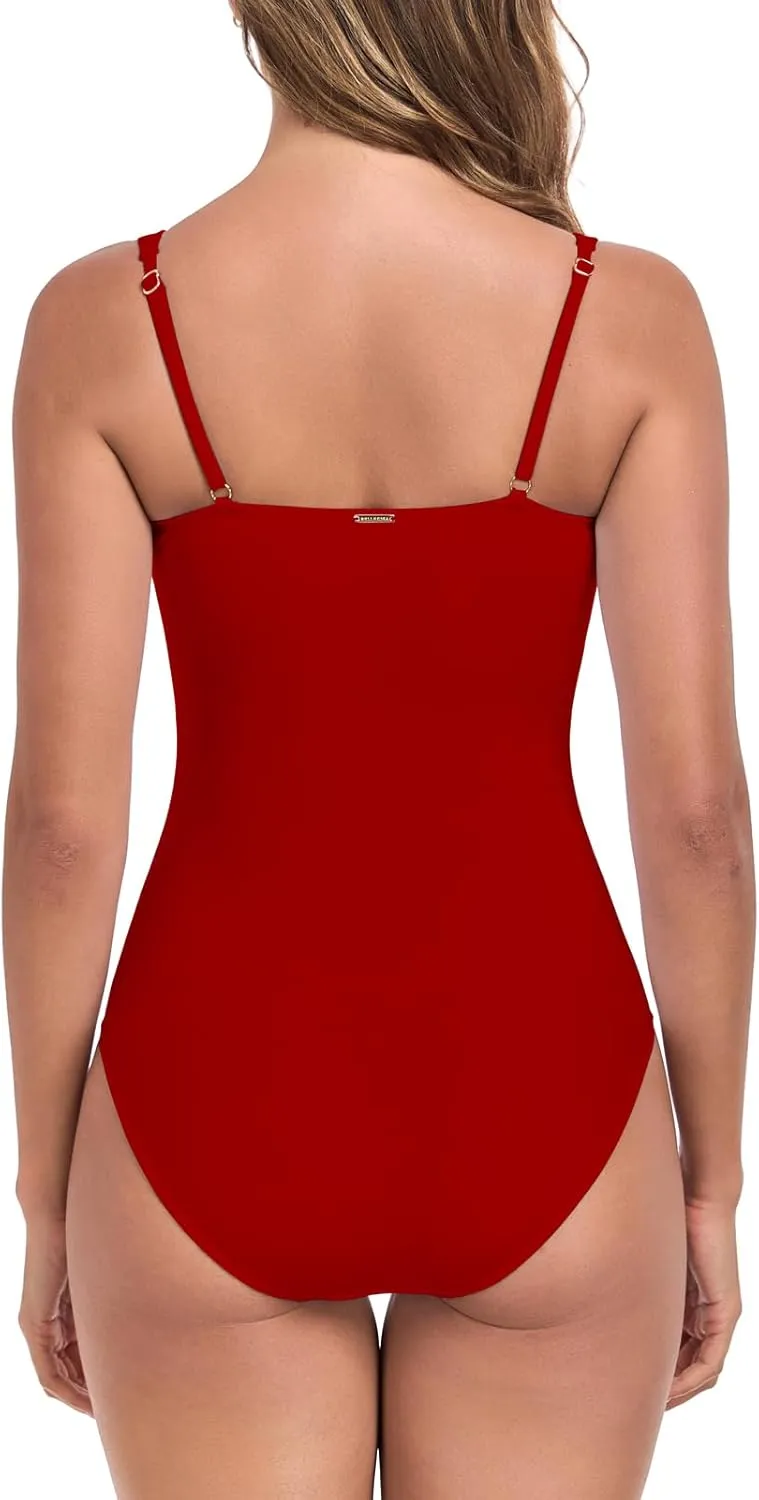 RELLECIGA Women’s Tummy Control One Piece Swimsuits Slimming Molded Cup Push Up Bathing Suit