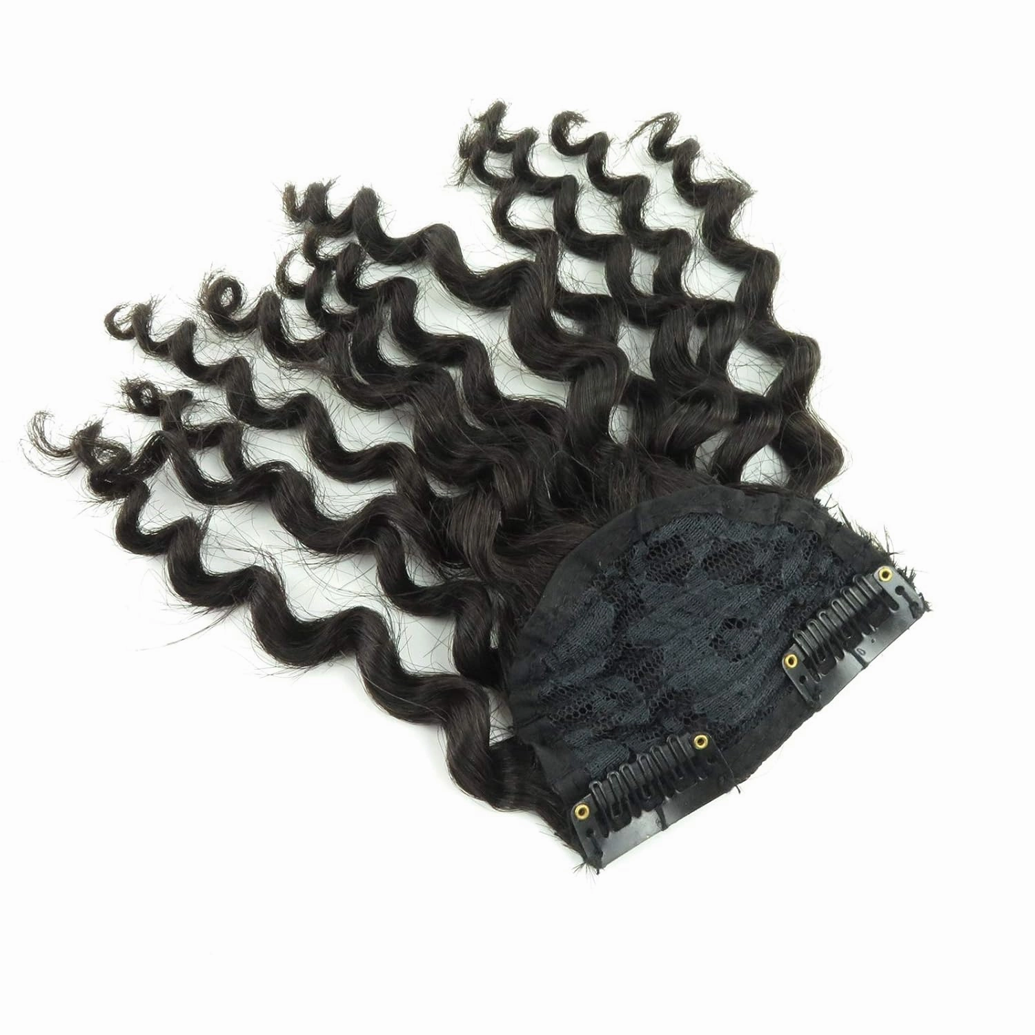 RemeeHi 8" Clip on Jerry Curly Hair Bangs Extension 23g Afro Fluffy Clip in Topper 100% Human Hair Front Fringe Hair Pieces 8# Chestnut Brown