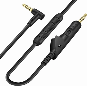 Replacement Audio Extension Cable, Cord Wire only for Bose QuietComfort QC15 Headphones with in line Mic (Black)