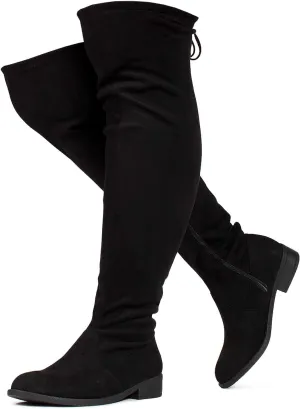RF ROOM OF FASHION Women's Stretchy Over The Knee Low Heel Boots (Wide Calf Wide Width)
