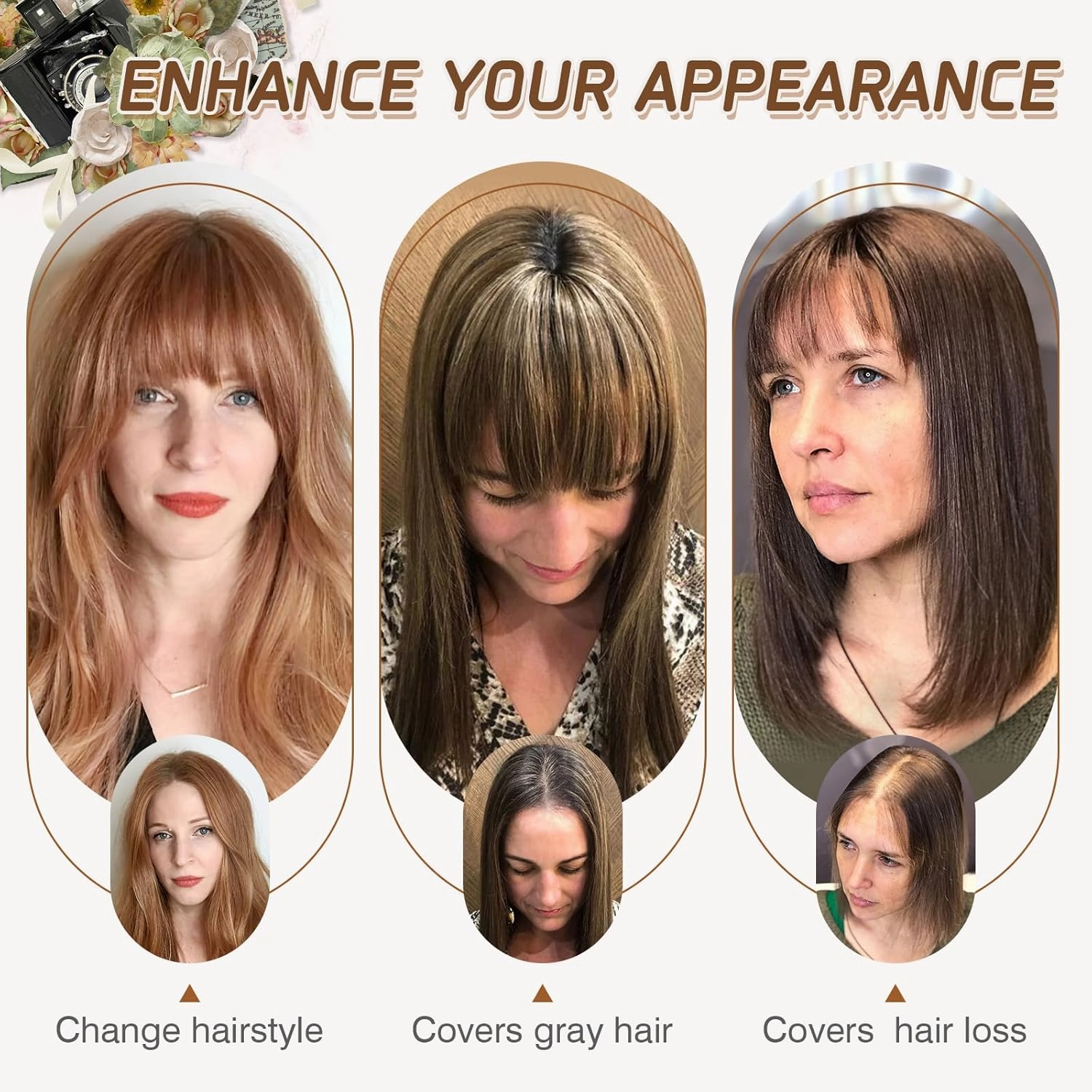 Rich Choices Real Human Hair Toppers for Women With Bang 100% Remy Human Hair Topper for Thinning Hair Clip in Silk Base Hair Topper 10 Inch #1B Natural Black