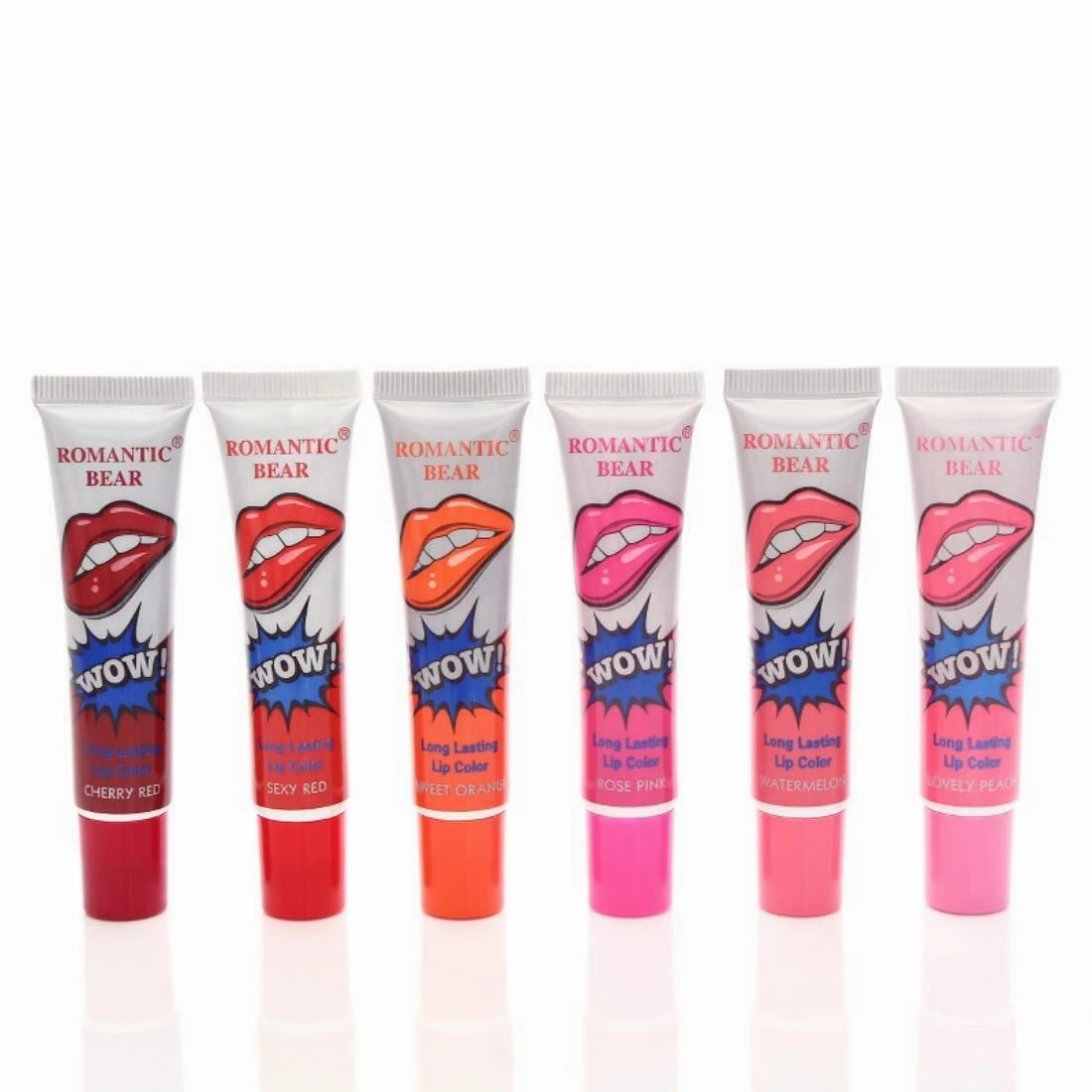 Romantic Bear 6 Color Waterproof Liquid Lipstick Beauty Red Wow Makeup Matte Lip Gloss Impermeable lip gloss Cosmetics (Pack of 6)