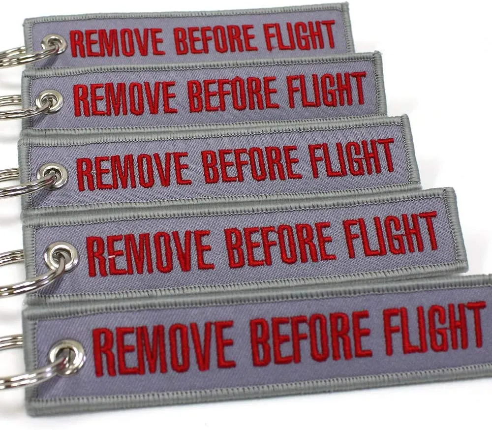 Rotary13B1 - Remove Before Flight Keychain - Gray/Red 5pcs
