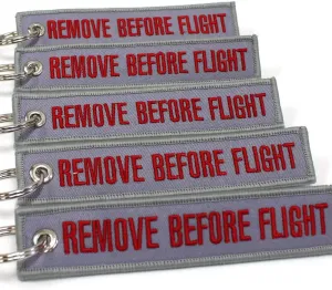 Rotary13B1 - Remove Before Flight Keychain - Gray/Red 5pcs