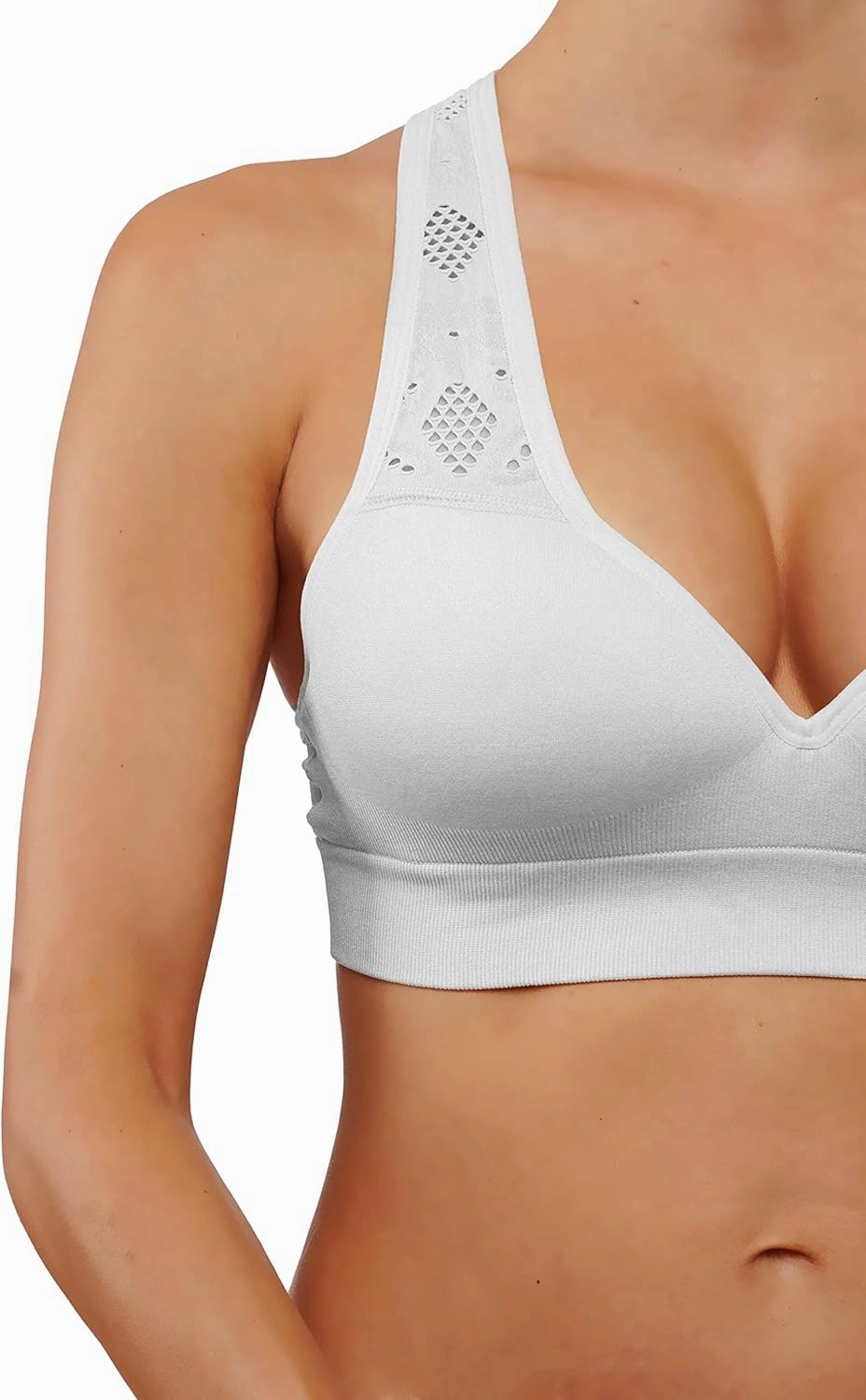 ROUGHRIVER Women's Yoga Crop Top Sports Bra with NOT Removable Adding Volume Pads Breathable Race Back