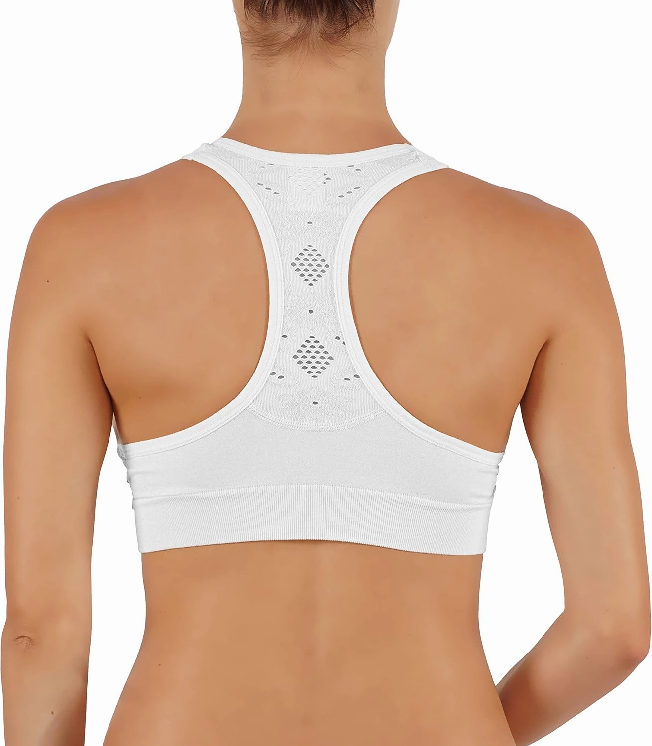 ROUGHRIVER Women's Yoga Crop Top Sports Bra with NOT Removable Adding Volume Pads Breathable Race Back