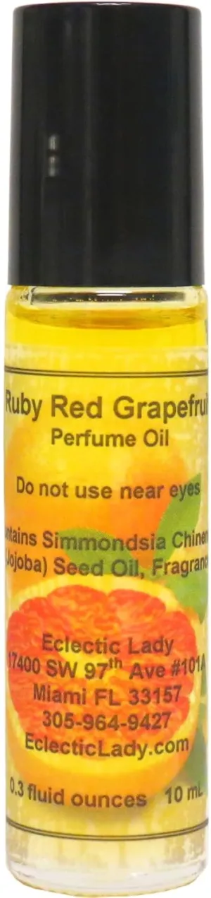 Ruby Red Grapefruit Perfume Oil, 0.3 Oz Portable Roll-On Fragrance with Long-Lasting Scent, Delightful Essential Oils and Jojoba Oil For Daily Use