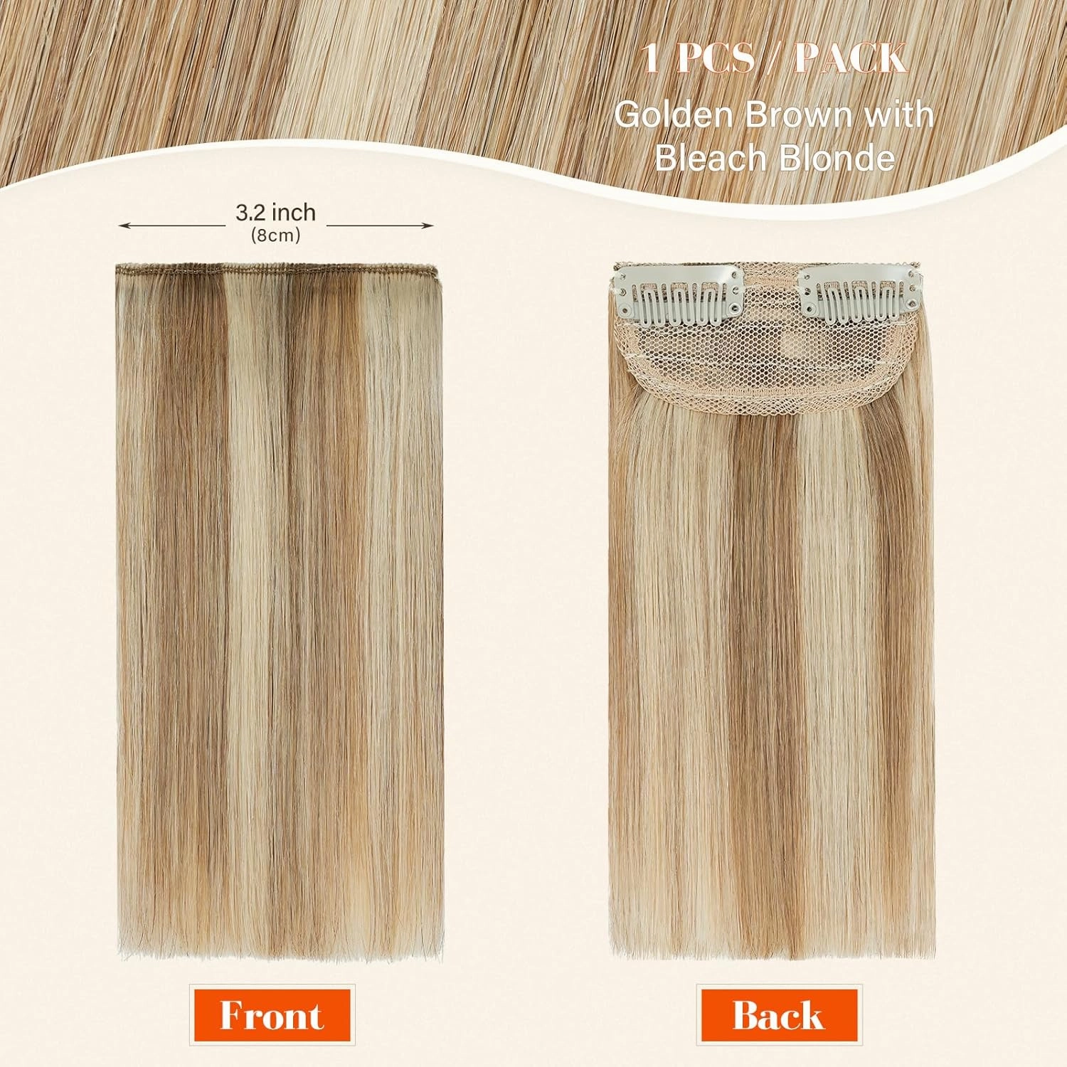 S-noilite Short Clip in Hair Extensions Human Hair 1PCS 2 Clips Clip in Hairpieces For Women Adding Volume 10g 6Inch-Golden Brown/Bleach Blonde