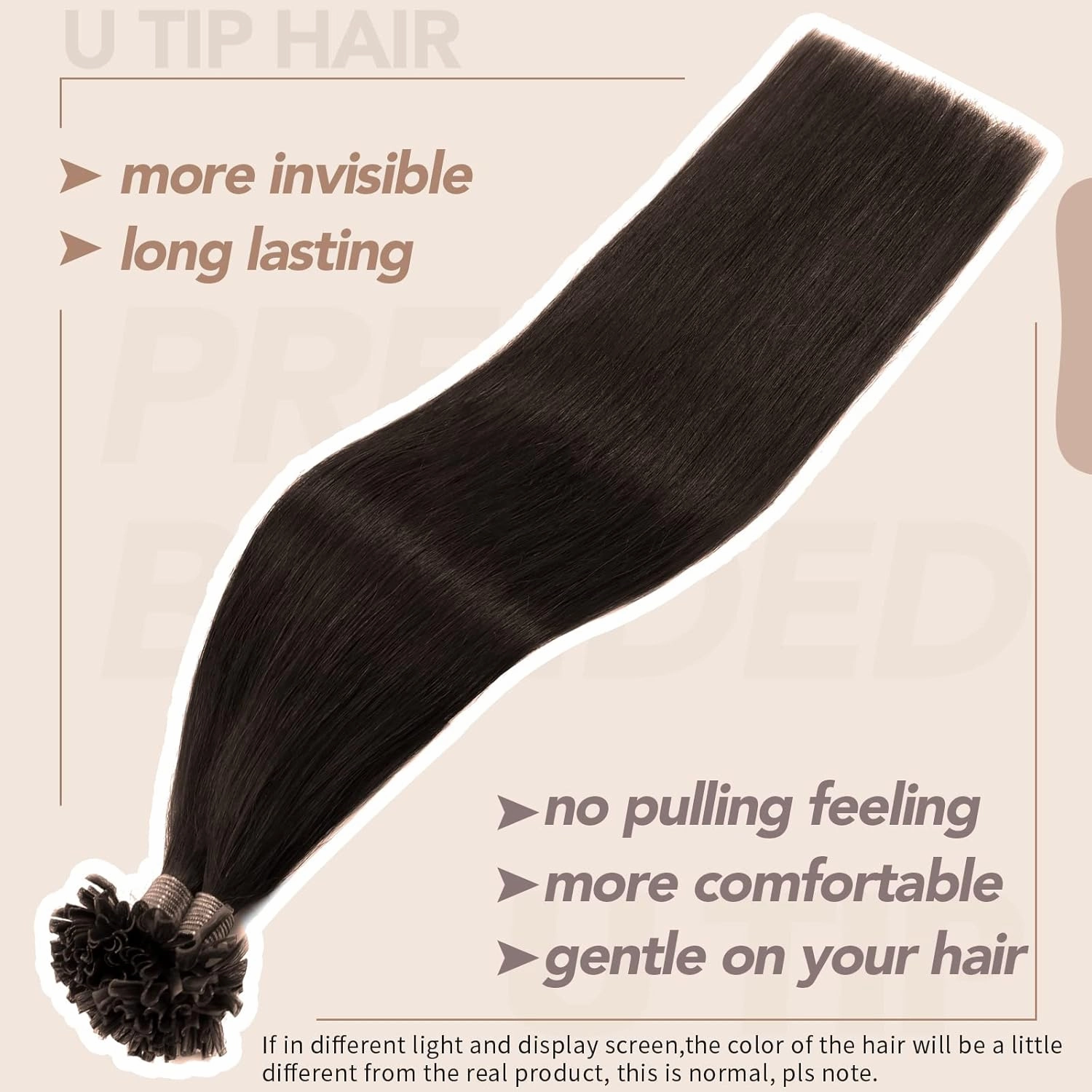 S-noilite U Tip Hair Extensions Human Hair Pre Bonded Nail Tipped Real Human Hair Piece Italian Keratin U Tip Fusion Extensions Silky Straight 100 Strands 14"-50g (#02 Dark Brown)